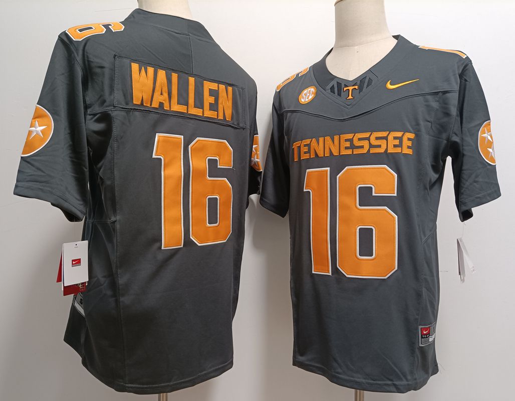 Men Tennessee Volunteers #16 Wallen Black Nike 2025 NCAA Jersey